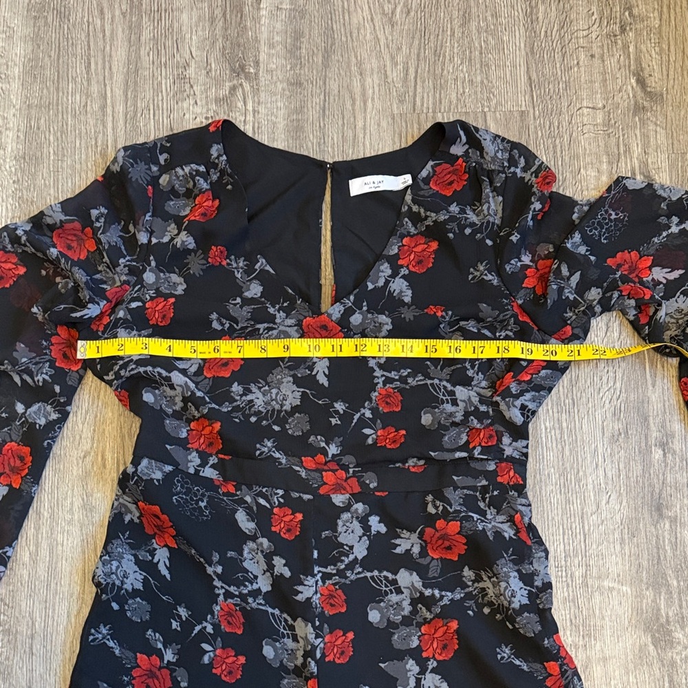 ALI & JAY Black Jumpsuit with Red and Gray Floral Design - Picture 5 of 8